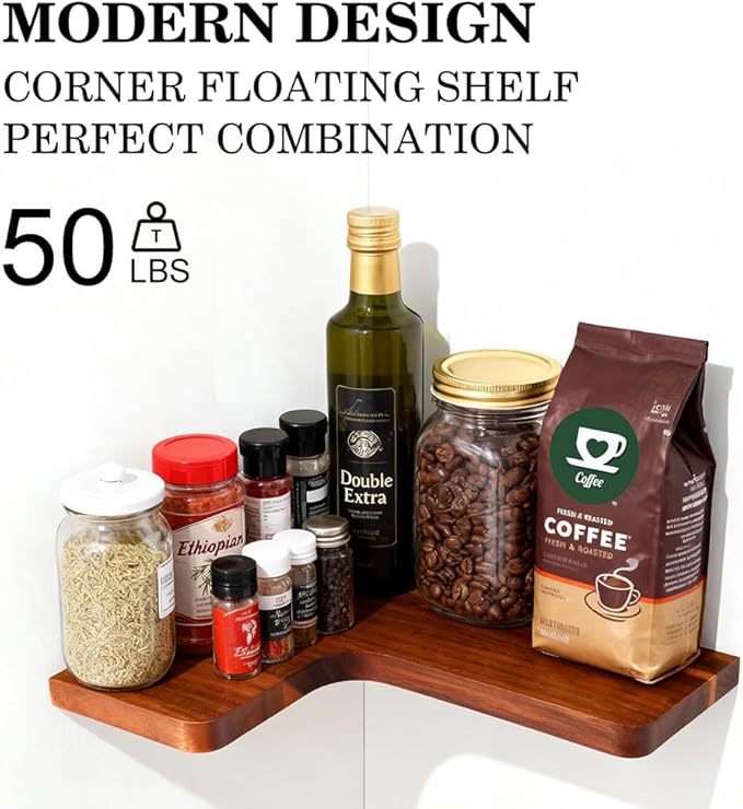 Floating Corner Shelves, Wall Shelf Set of 3, Shelves - Image 3