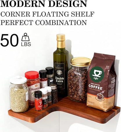 Floating Corner Shelves, Wall Shelf Set of 3, Shelves - Image 3