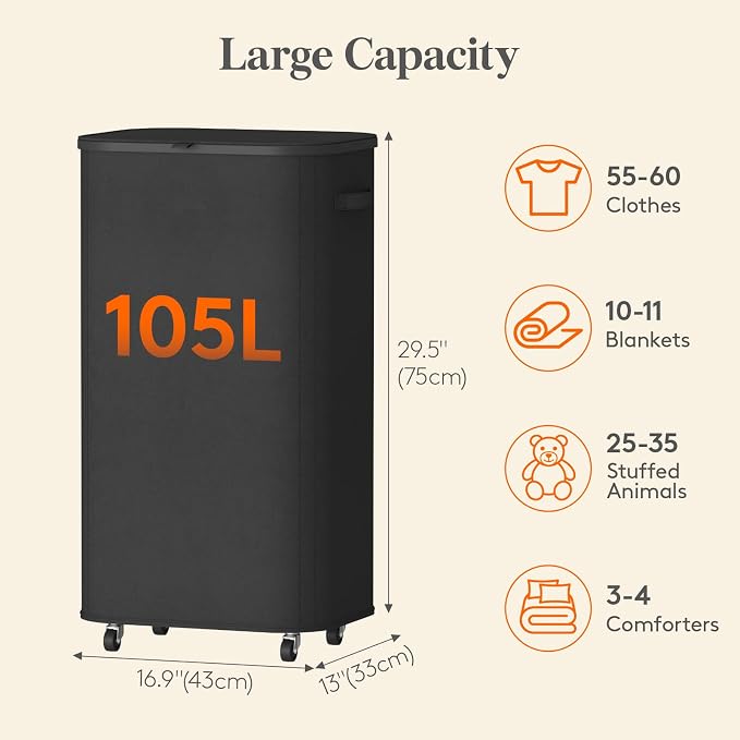 Lifewit 105L Plastic Laundry Basket - Image 4