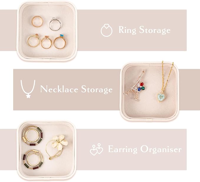 SANQIANWAN Set of 3 Small Stackable Jewelry Organizer Trays Mini Jewelry Drawer - Image 3
