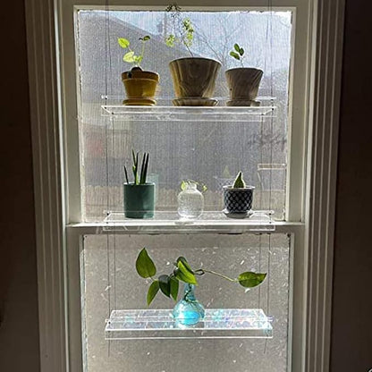 SHUANGSHI Storage Shelves, Transpaent Acrylic Window Plant Shelves 2/3 Layers - Image 6