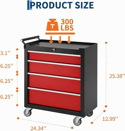 Garvee Rolling Tool Chest, 4 Drawers Tool Storage Cabinet, Toolbox - Image 3