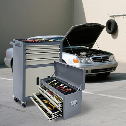 Tool Chest 13-Drawer with Double Door Handle, 2 in 1 Detachable Rolling Tool - Image 7