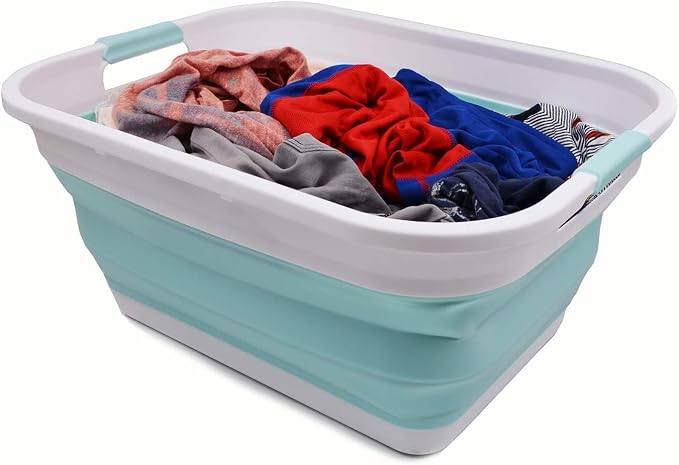 SAMMART 41L Collapsible Plastic Laundry Basket-Foldable Pop Up Storage - Image 5