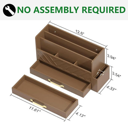 Bamboo Desk Organizer Mail Holder Countertop Wood Desk Drawer Tabletop Storage - Image 4