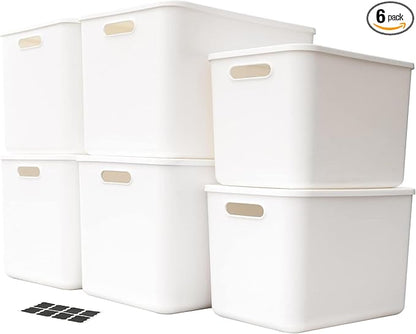Set Of 6 Plastic Storage Bins, Versatile Kitchen Pantry Organization and Storage by Amyup
