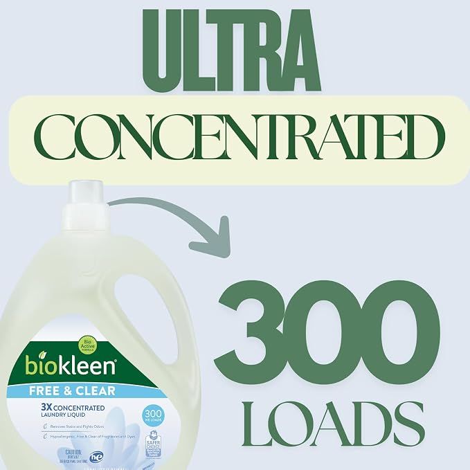 Biokleen Free & Clear Natural 3X Concentrated Liquid Laundry Detergent - Image 4