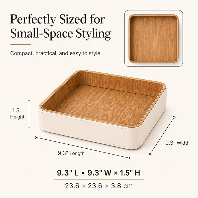 GORESE Square Perfume Tray for Dresser, PU Leather Jewelry Tray for Vanity - Image 6
