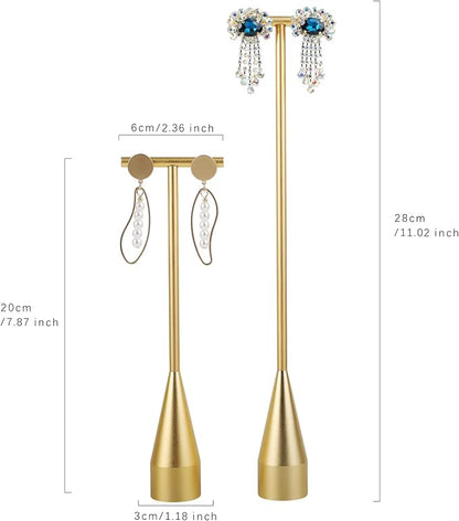 GemeShou 2pcs Gold earring display T bar stand, Big jewelry earring holders - Image 4