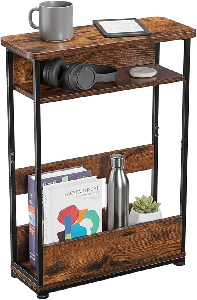 Narrow Side Table, 3-Tier Slim End Table by YEAKOO