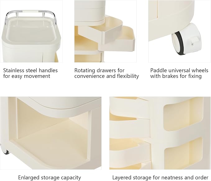 3 Tier Rolling Storage Drawer Cart, 4 Drawers Plastic Rolling Cart - Image 5