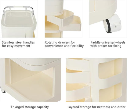 3 Tier Rolling Storage Drawer Cart, 4 Drawers Plastic Rolling Cart - Image 5