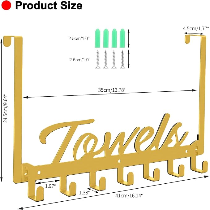 Azmoncy Over The Door Hooks, Heavy Duty Wall Mount Towel Hanger - Image 2