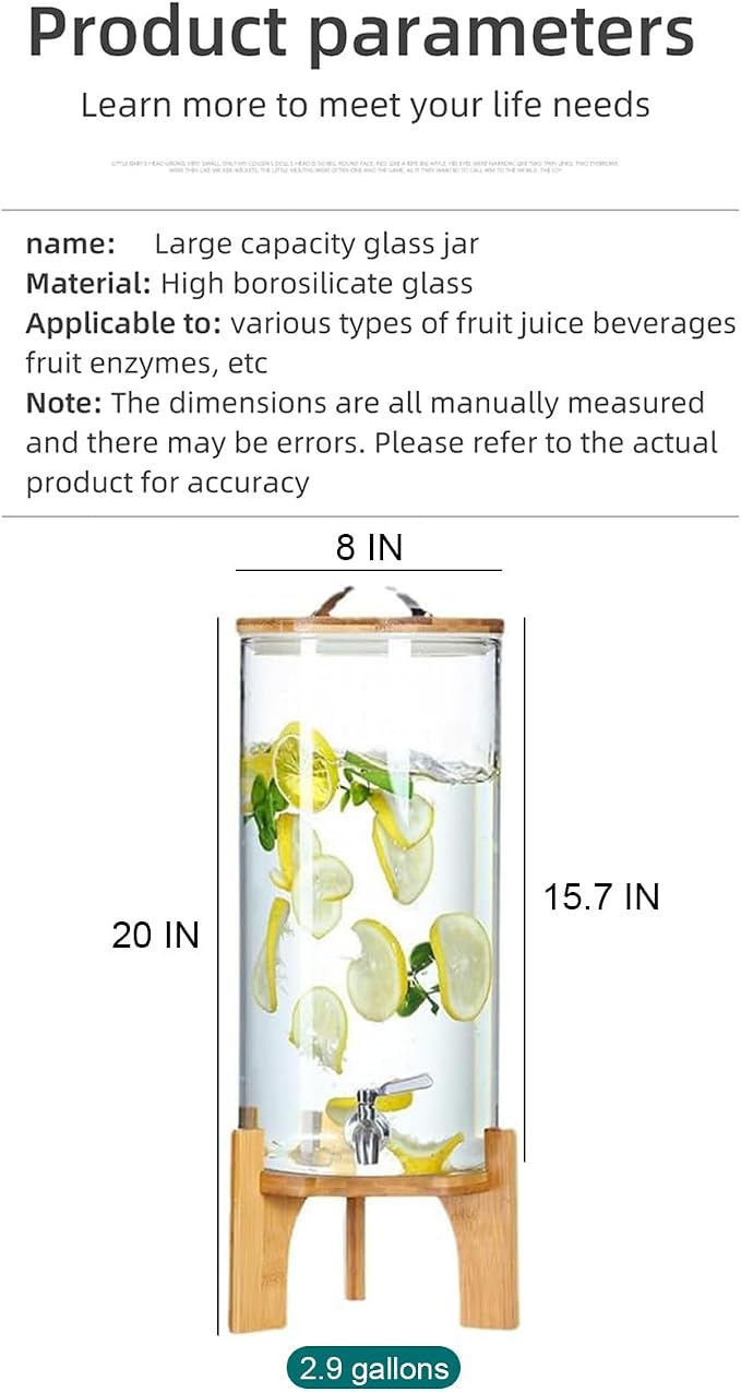 Glass Drink Dispenser, 2.9 gallons, - Image 3