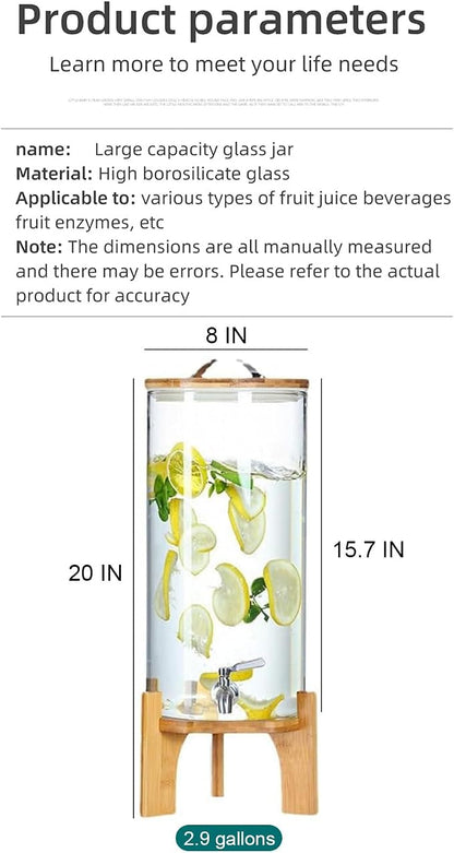 Glass Drink Dispenser, 2.9 gallons, - Image 3