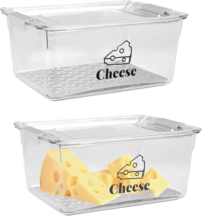 Cheese Container Airtight with Draining Basket Cream Cheese Sliced Cheeses Box by Unknown