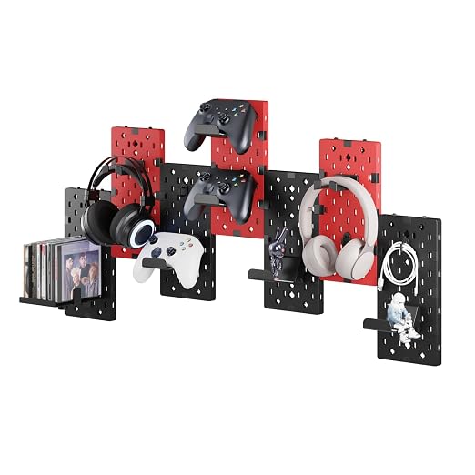 PEGZONE Controller and Headphone Holder Wall Mount, Modular Gaming Pegboard by Pegzone