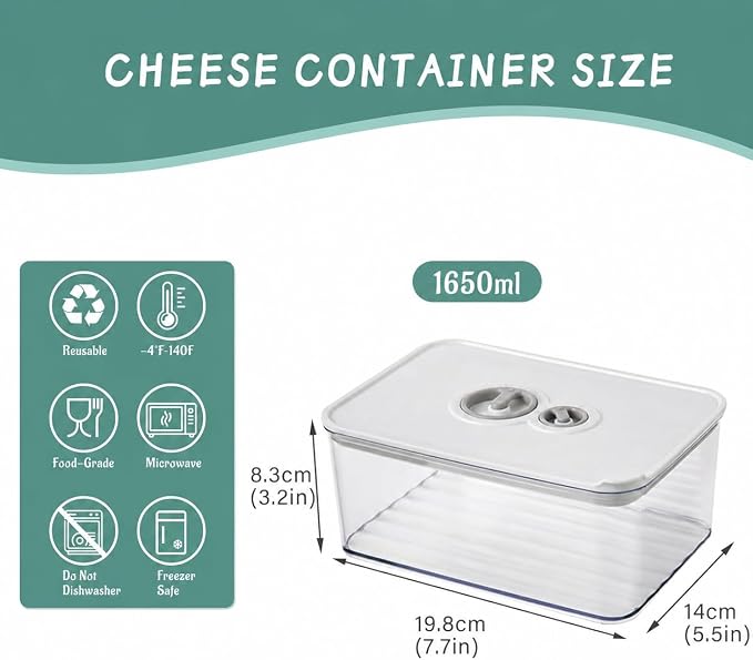 Cheese Container for Refrigerator, Cream Cheeses Storage Box, Cheese Keeper - Image 7