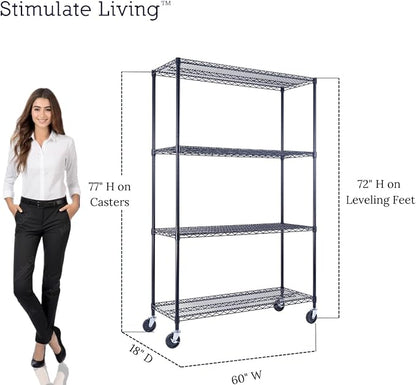 60"x18"x72" Prime Heavy Duty Black 4-Tier Wire Shelving NSF 3200 LBS MAX - Image 5