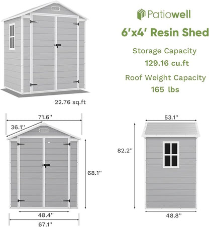 Patiowell 6 x 4 FT Resin Outdoor Storage Shed - Image 2