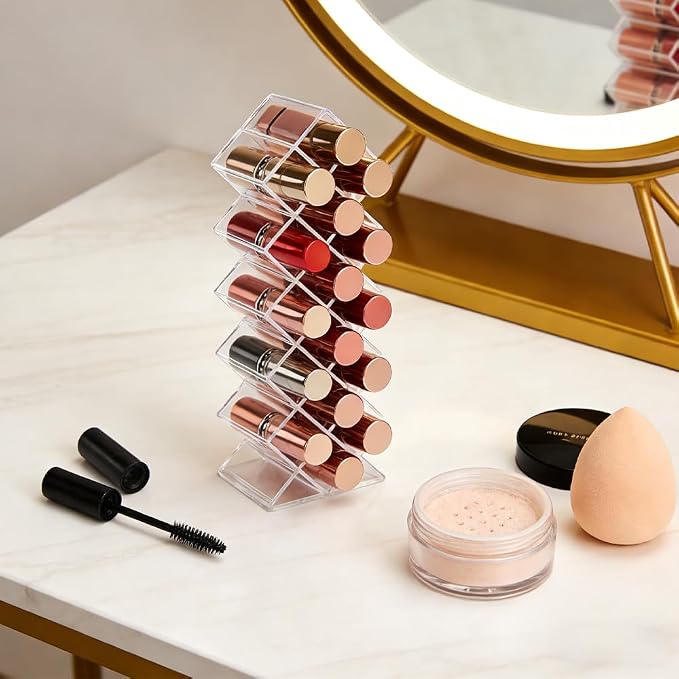 AKAZA 4 Pack Acrylic Lipstick Holder Organizer, 64 Slot Clear Makeup Storage - Image 6