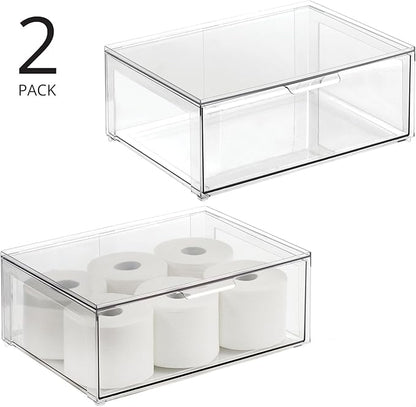 mDesign Plastic Stackable Bathroom Storage Organizer Bin Containers - Image 4