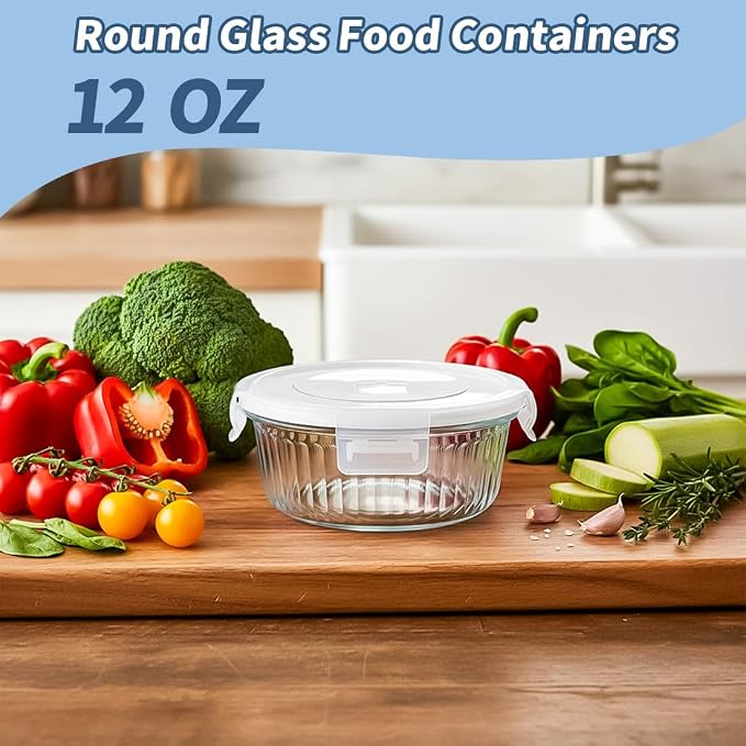 H.JSS WDJS 1.5 cup Round Glass Food Storage Containers - Image 5