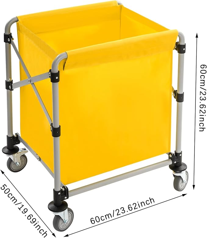 Commercial Laundry Cart with Wheels, Folding Laundry Hamper Cart, Heavy Duty - Image 2