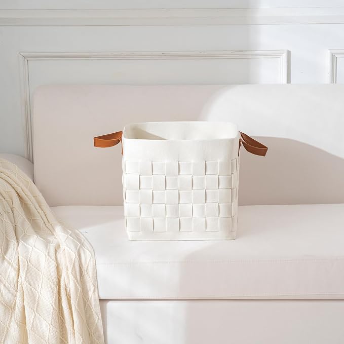 boldmonkey Storage Basket 3 Pack, Cube Felt Fabric Storage Box - Image 5