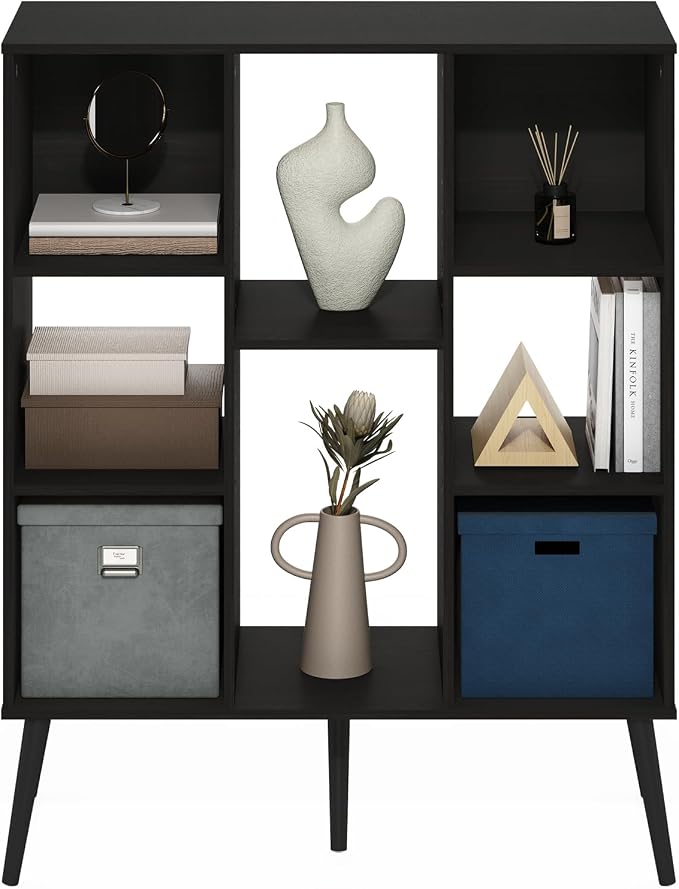 Furinno Claude Mid Century Style Book Shelf, 8-Cube Bookshelf, Cube Storage - Image 5