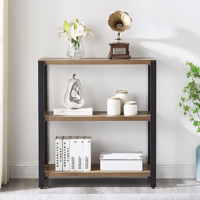 FOLUBAN 3 Tier Bookshelf, Industrial Bookcase and Book Shelves - Image 7