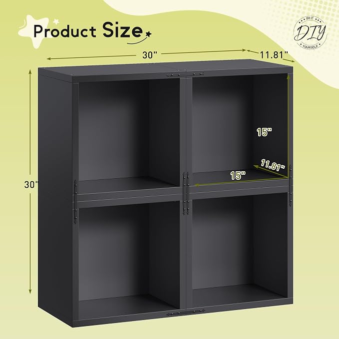 Homkdom 4 Cube Storage Organizer, DIY Book Shelf - Image 3
