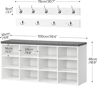 HOOBRO Shoe Storage Bench with Cushion, 39.4" L Entryway Bench with 12 Cubbies - Image 3