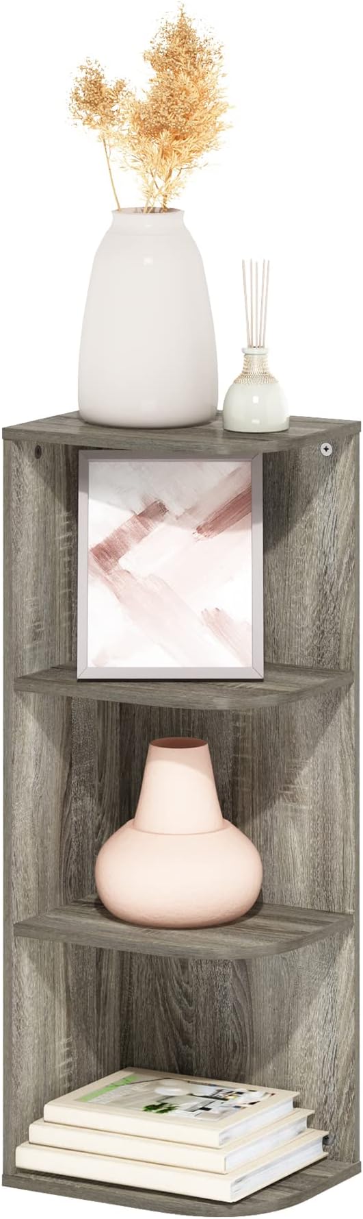 Furinno PASIR Book Shelf, 3-Tier Corner Bookshelf, Open Shelves Bookcase 9.3 x - Image 5