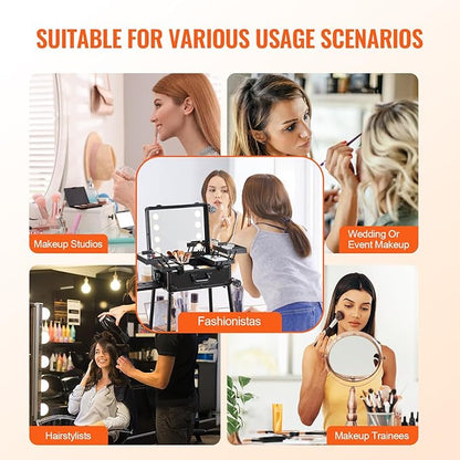 VEVOR Makeup Train Case Professional Makeup Storage Organizer Box Make Up - Image 6
