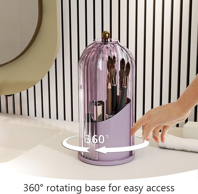 Makeup Brush Holder with Dustproof Cover 360 Rotating Makeup Brush Organizer - Image 4