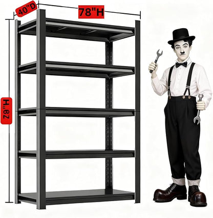 Garage Storage Shelves, 5 tier shelving unit, 40 inch Wide, 18” Deep, 78” Tall - Image 3