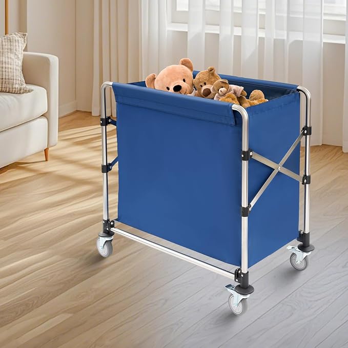 Commercial Laundry Cart with Wheels, Folding Laundry Hamper Cart, Heavy Duty - Image 7
