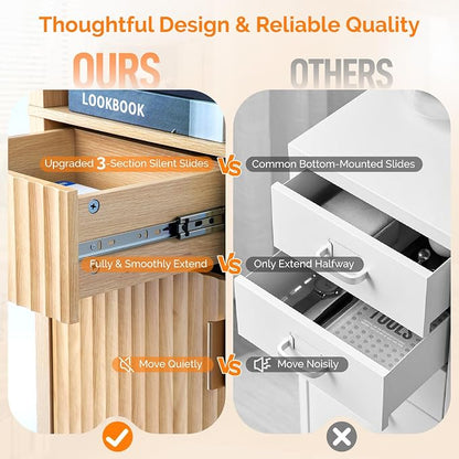 VINGLI Narrow Fluted Bathroom Floor Skinny Storage Cabinet - Image 4