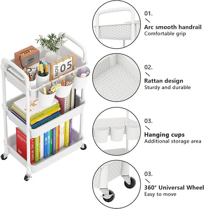 MOYIPIN 3-Tier Plastic Rolling Utility Cart - Image 5