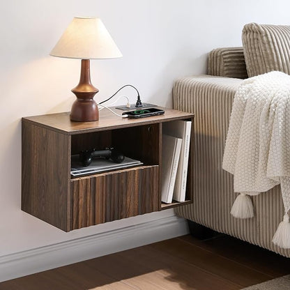 Modern Walnut Fluted Floating Nightstand - Image 6