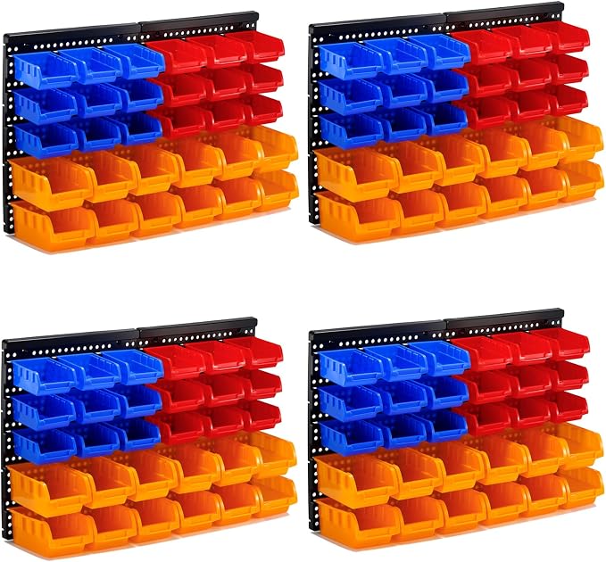 30-Bin Wall Mounted Storage Bins Kit, Tool Organizer Rack, Garage Hardware by VEOFEMLEA