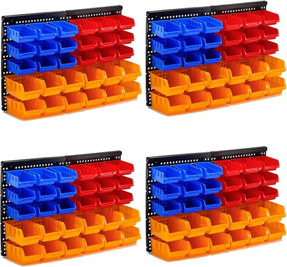 30-Bin Wall Mounted Storage Bins Kit, Tool Organizer Rack, Garage Hardware by VEOFEMLEA