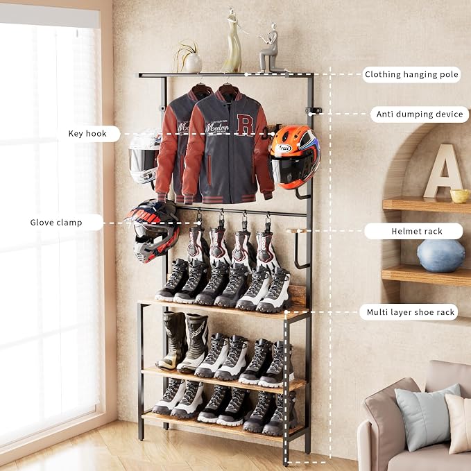 Motorcycle Helmet Holder Floor Mounted Stand, Wall Mount - Image 8