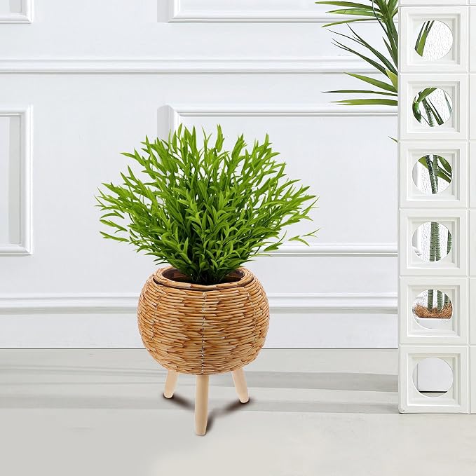 Plant Pot Rack Woven Rattan Flower Basket Stand Indoor Planter Holder - Image 7