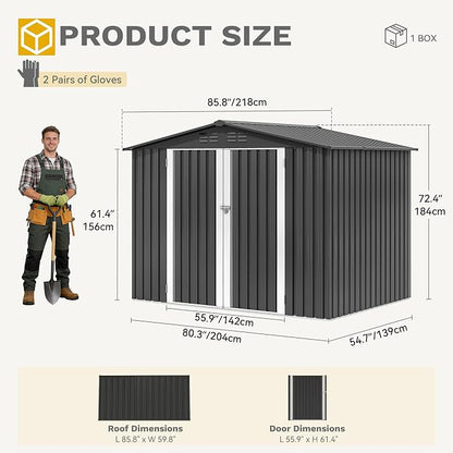 DWVO 7x5FT Outdoor Storage Shelter, Roomy Steel Tool Shed - Image 8