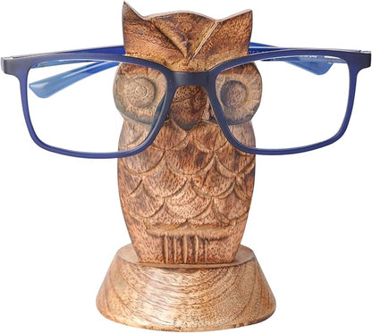 Stocking Stuffers Wooden Owl Glasses Holder Night Stand Reading Eyeglass by EximiousIndia