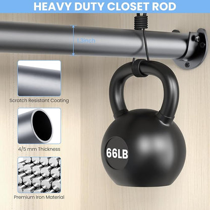 4 Pack Closet Rods for Hanging Clothes, 17 to 28 Inches No-Cut Stepless - Image 3
