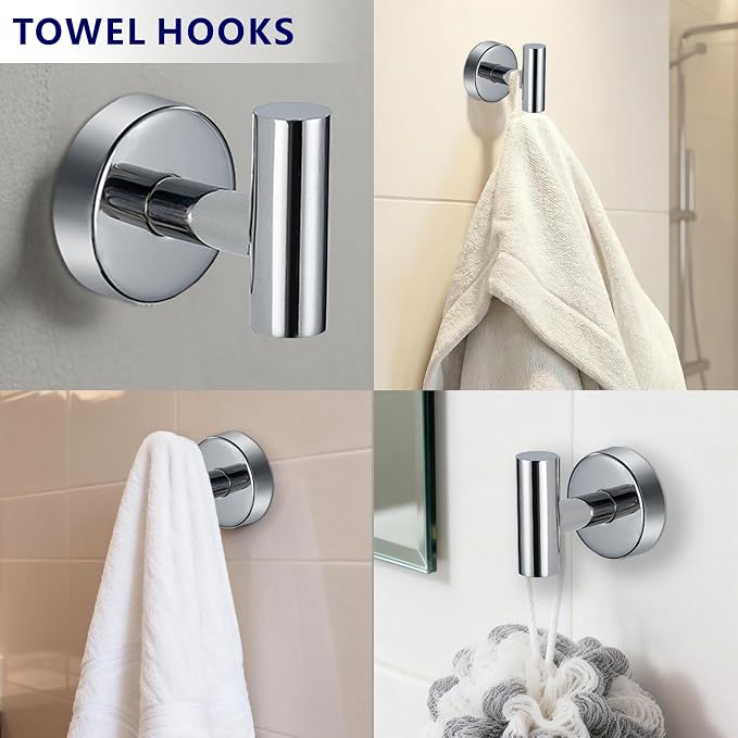 Bathroom Hardware Set Includes Towel Ring, Toilet Paper Holder and 2 Towel Hooks - Image 5