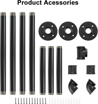 Industrial Iron Pipe Clothes Hanging Bar DIY Wall-Mounted Garment Rack Heavy - Image 8